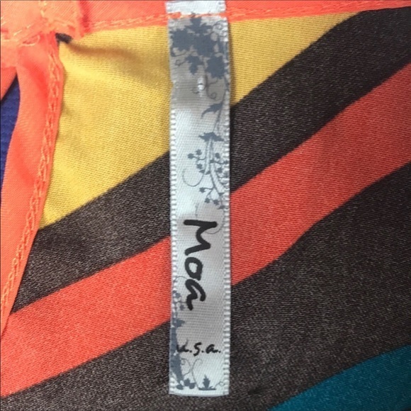 NWT Moa XL retro chevron‎ pattern hi/low hem short sleeve crew neck top - Picture 2 of 8